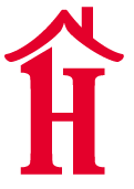 The Little Red House Secondary Logo - Red H with red roof and chimney